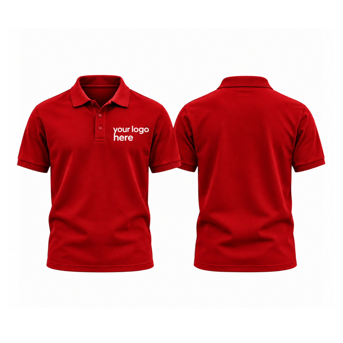 Red round-neck t-shirt, front and back, your logo here