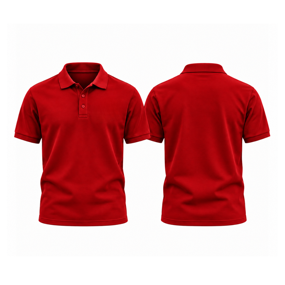 Red round-neck t-shirt, front and back, plain