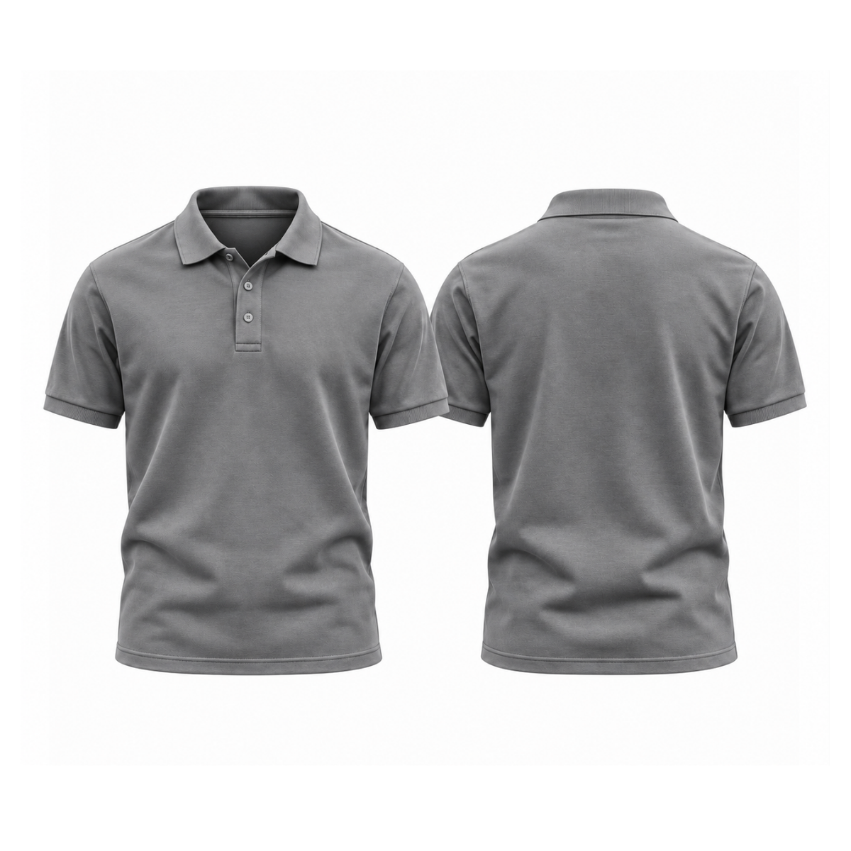 Grey round-neck t-shirt, front and back, plain