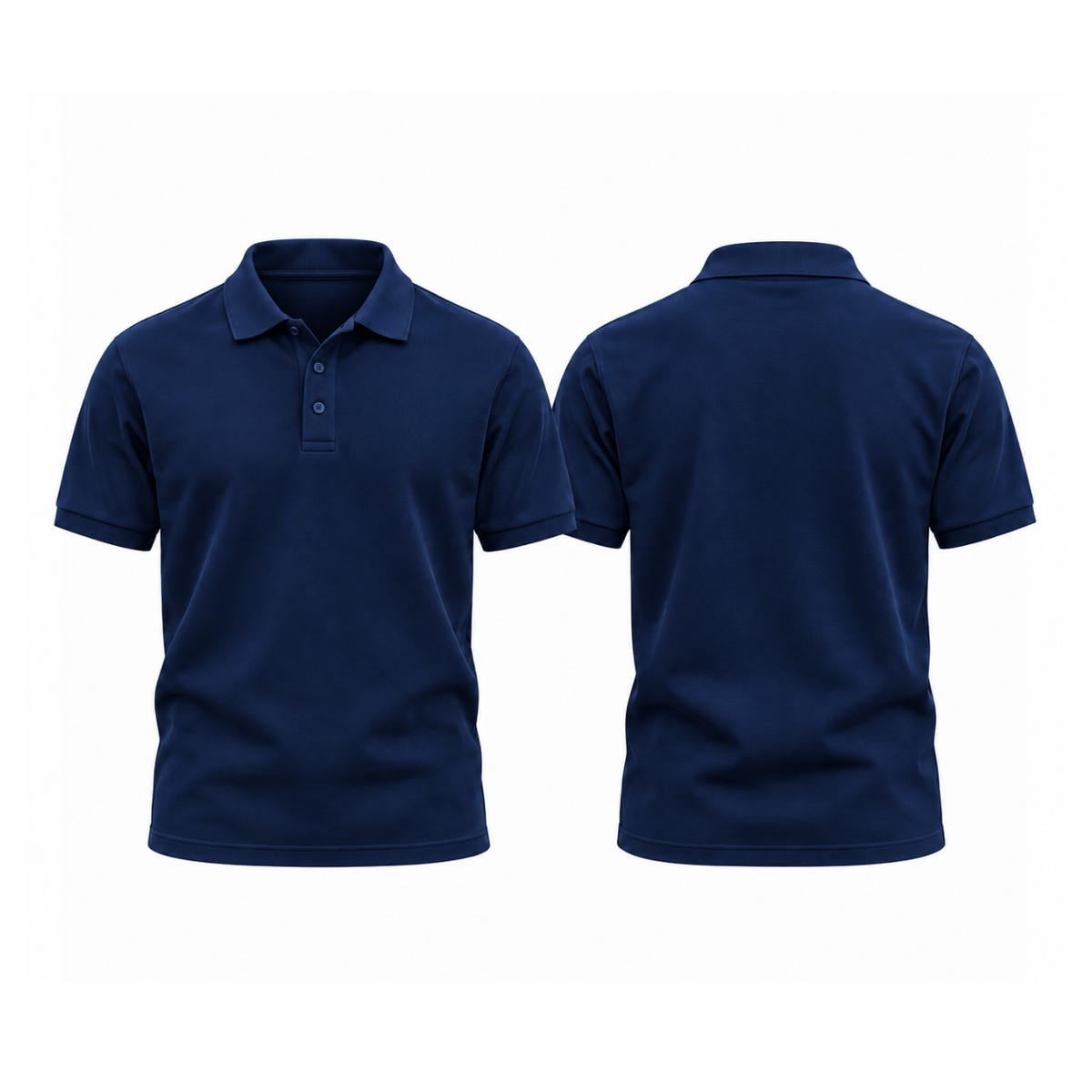 Navy round-neck t-shirt, front and back, plain