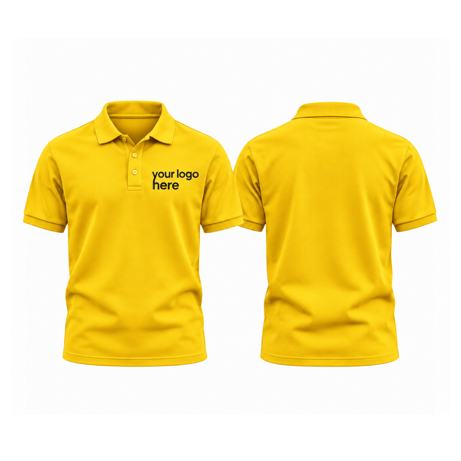 Yellow round-neck t-shirt, front and back, your logo here