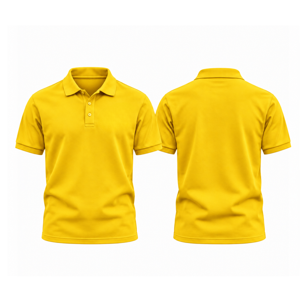 Yellow round-neck t-shirt, front and back, plain