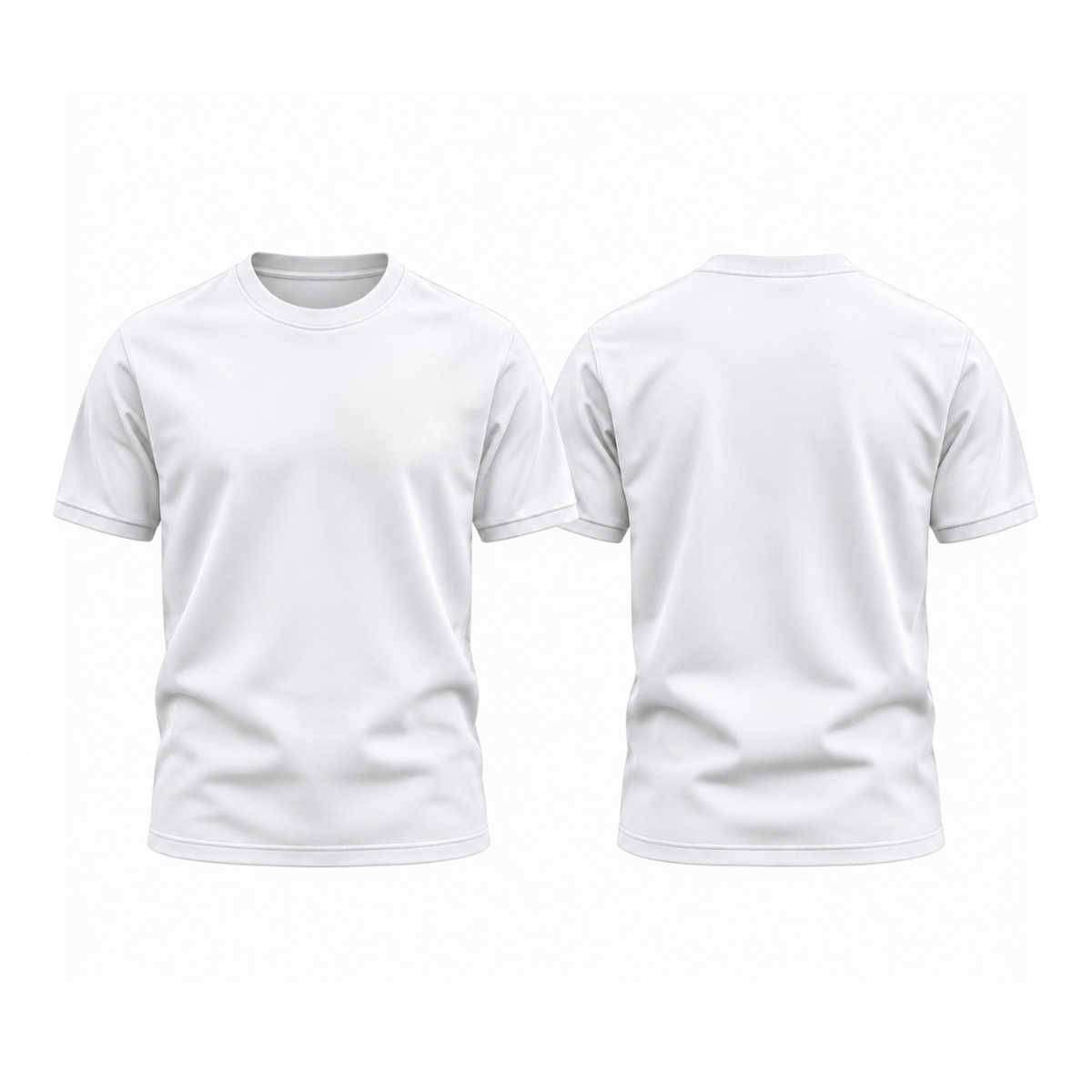 White round-neck t-shirt, front and back, plain