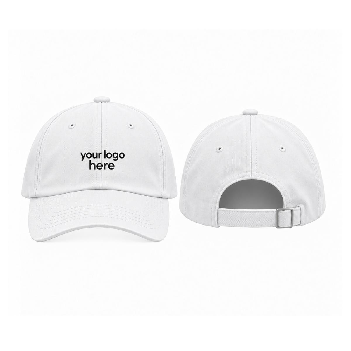 White baseball cap, front and back, your logo here