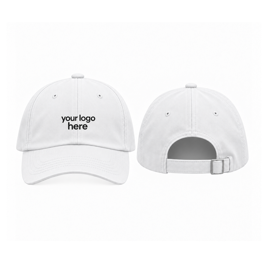 White baseball cap, front and back, your logo here