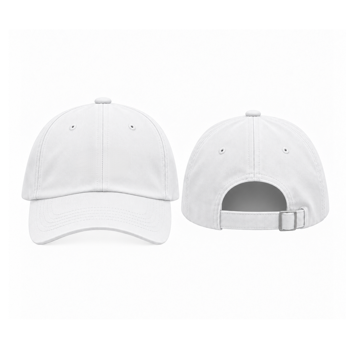 White cap, front and back, plain