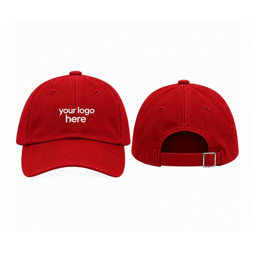 Red cap, front and back, your logo here