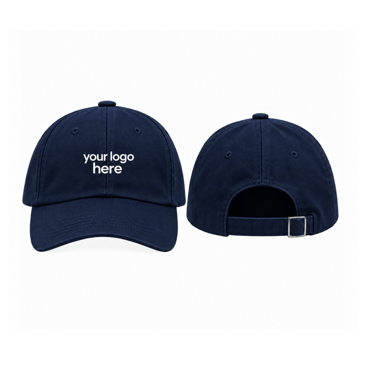 Navy cap, front and back, your logo here