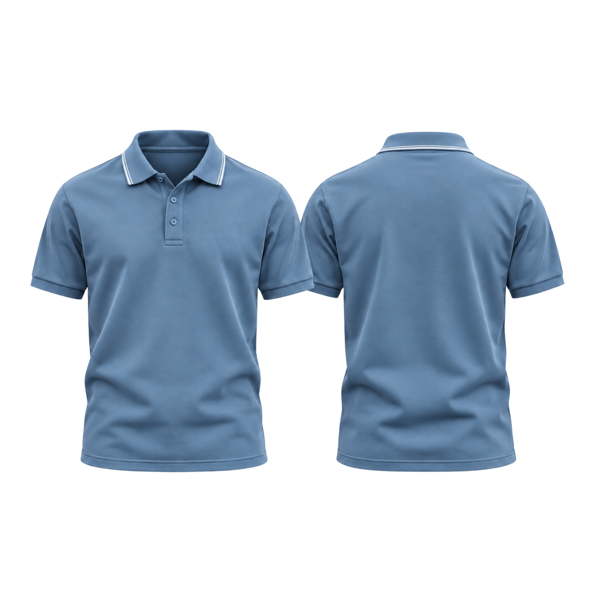 Sky Blue round-neck t-shirt, front and back, plain