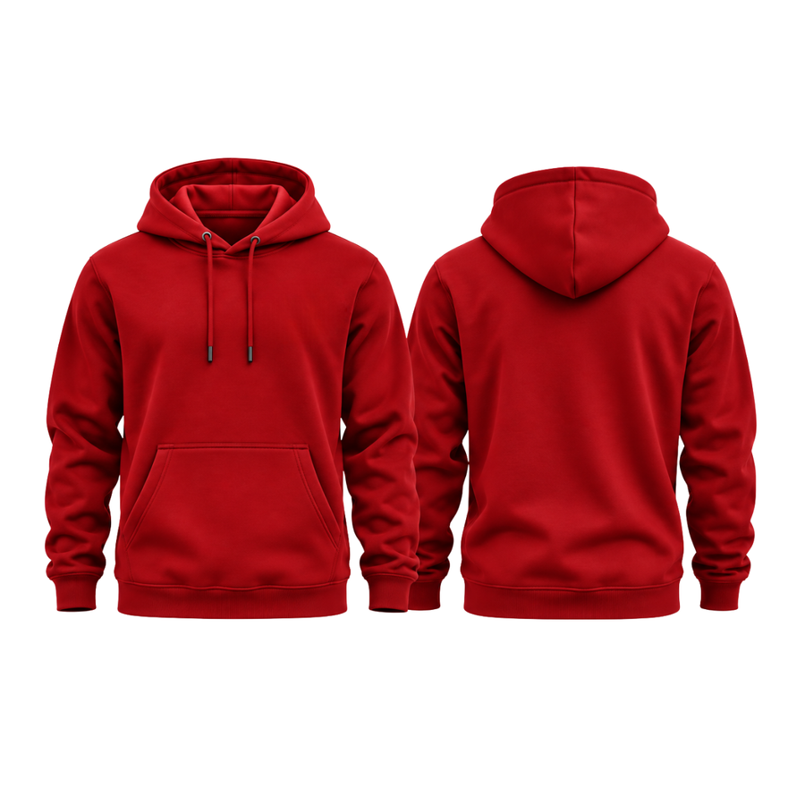 Red hoodie, front and back